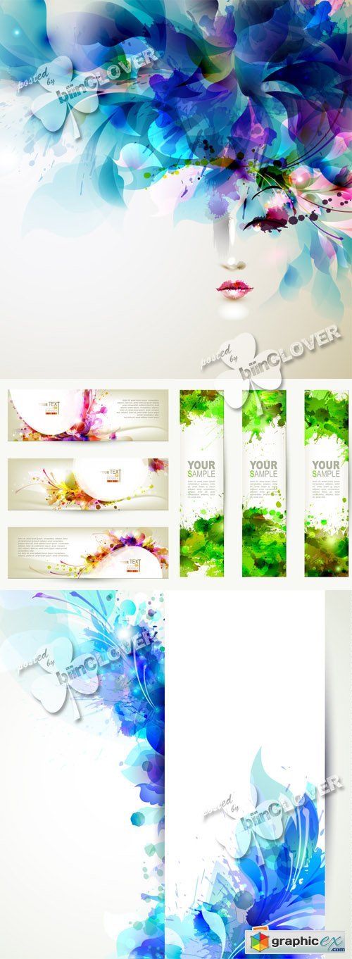 Vector Abstract floral backgrounds and banners 0380