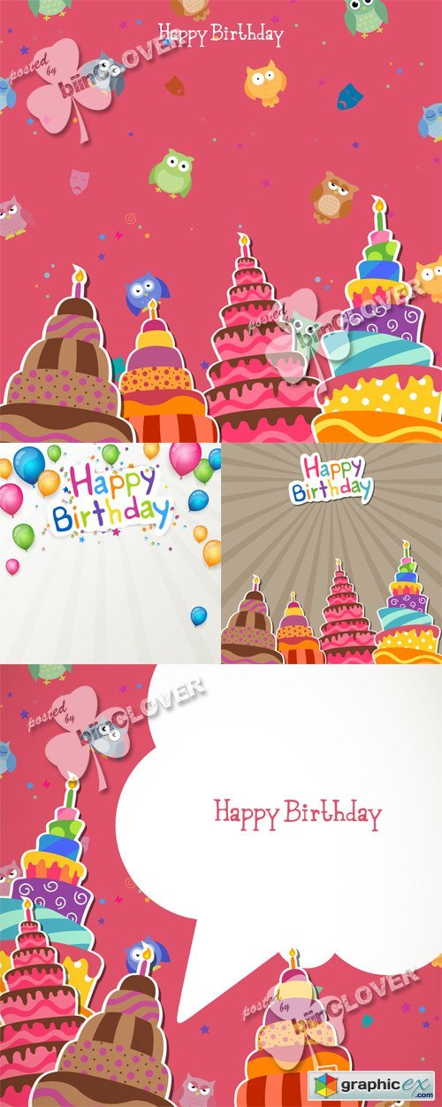 Vector Happy Birthday cards 0557