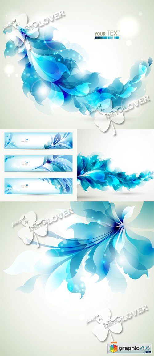 Vector Blue floral backgrounds 0556