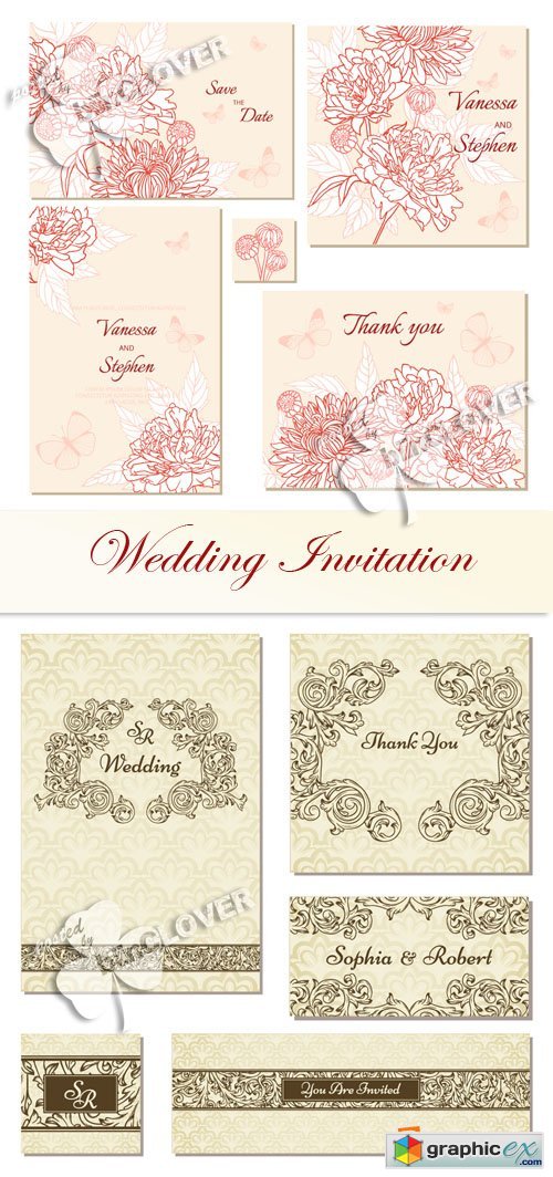 Vector Wedding invitation 0380