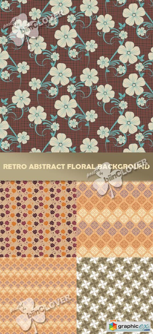 Vector Retro abstract floral background 0381