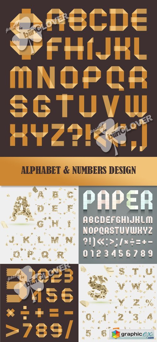 Vector Alphabet and numbers design 0380
