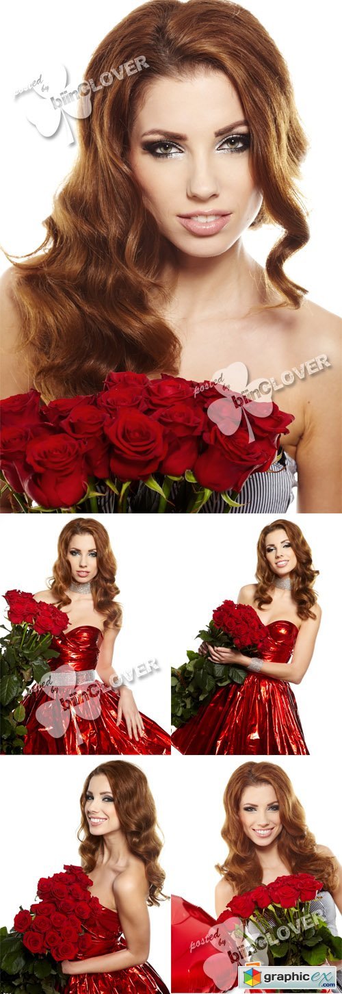 Attractive girl with red roses 0378