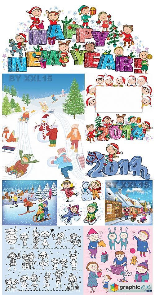 Vector Childrens Christmas vacation