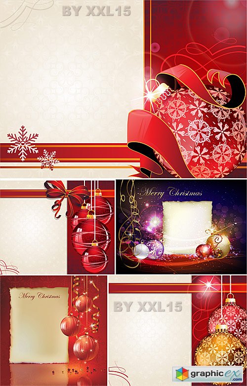 Vector Christmas backgrounds with balls and letter template
