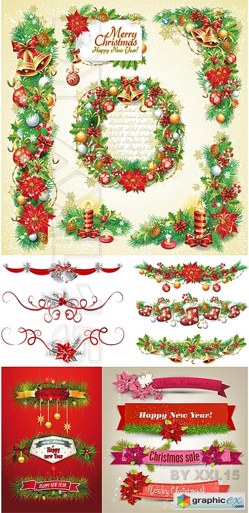 Vector Christmas and New Yea decorative elements