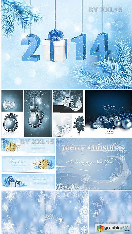 Vector Blue 2014 Christmas backgrounds
