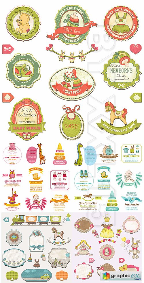 Vector Baby labels and stickers