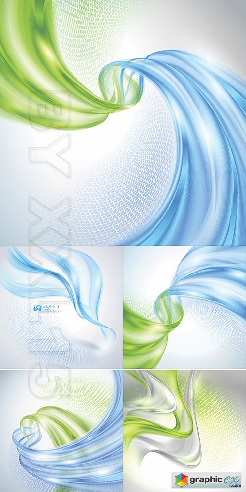Vector Abstract green and blue wave backgrounds