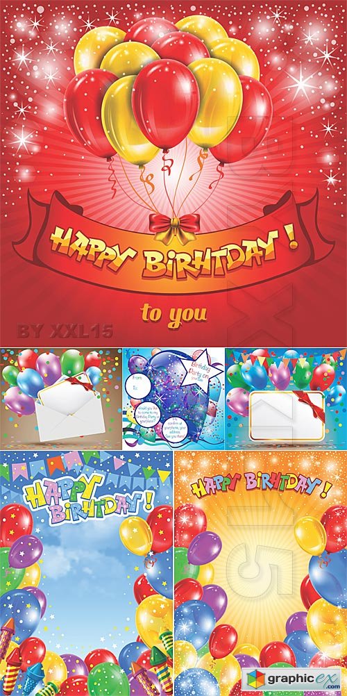 Vector Birthday cards with balloons