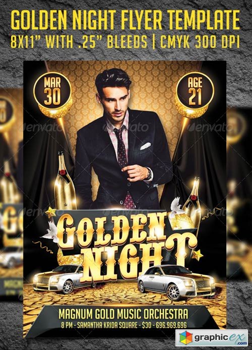 Golden Night Party Flyer Template 3982003