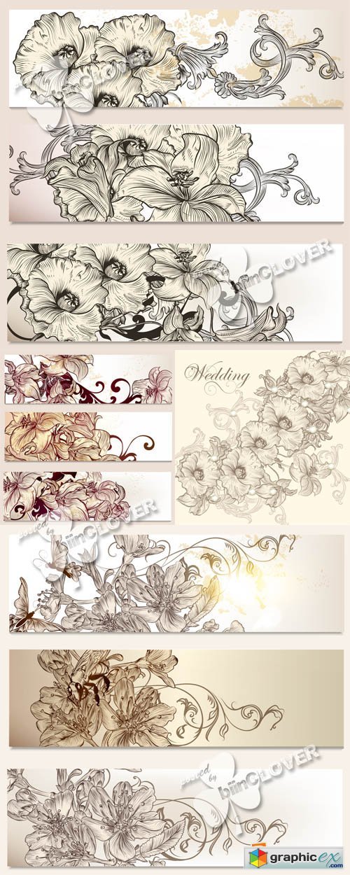 Vector Beautiful floral banners 0560