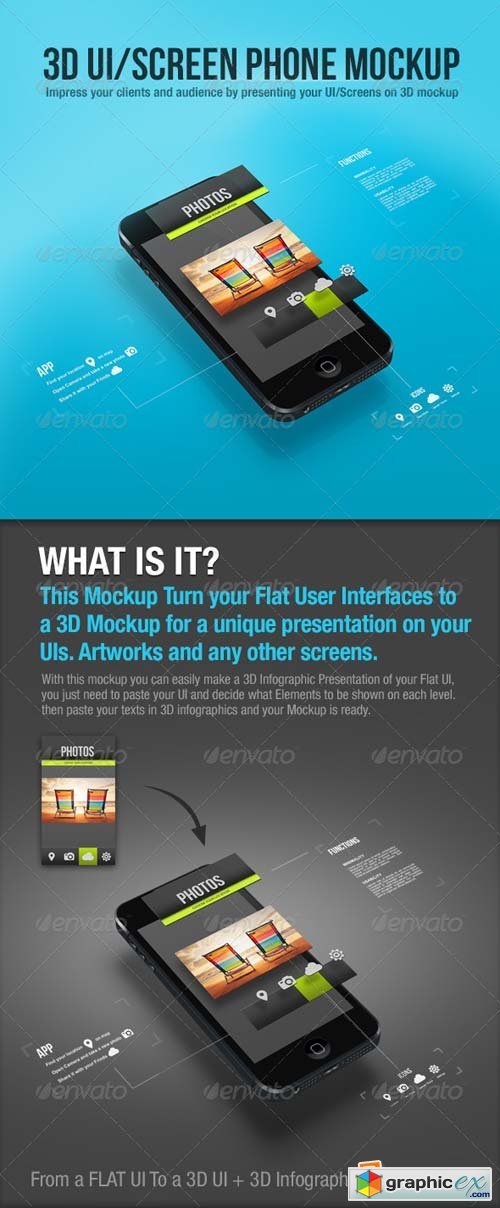 3D UI/Screen Phone Mockup Template