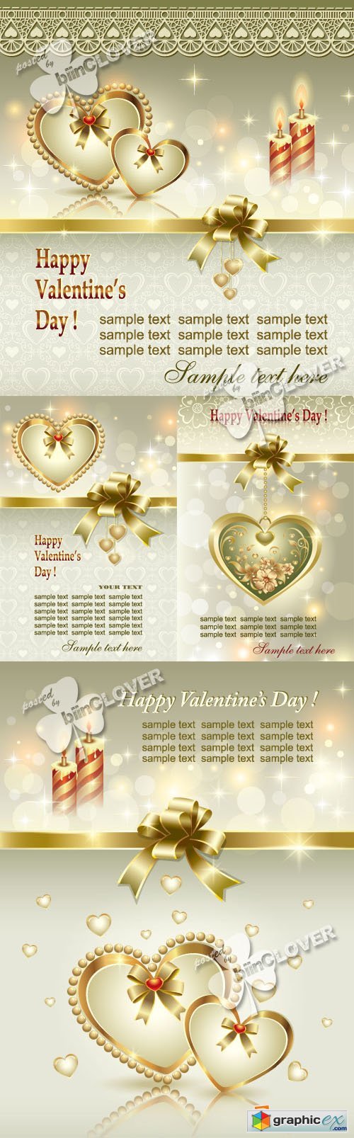 Vector Beautiful Valentines day cards 0268