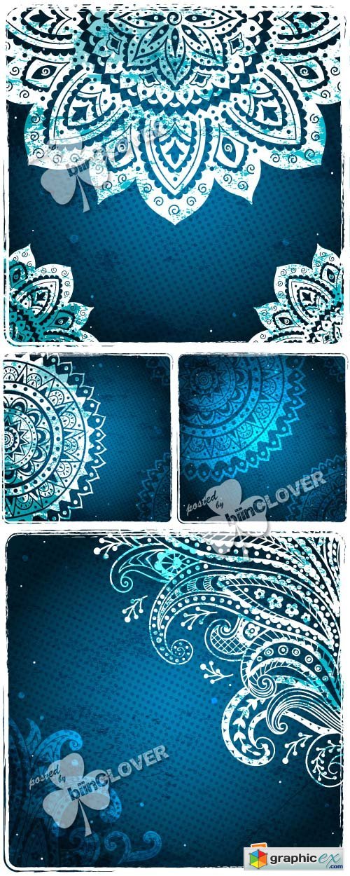 Vector Blue lace ornamental background 0367