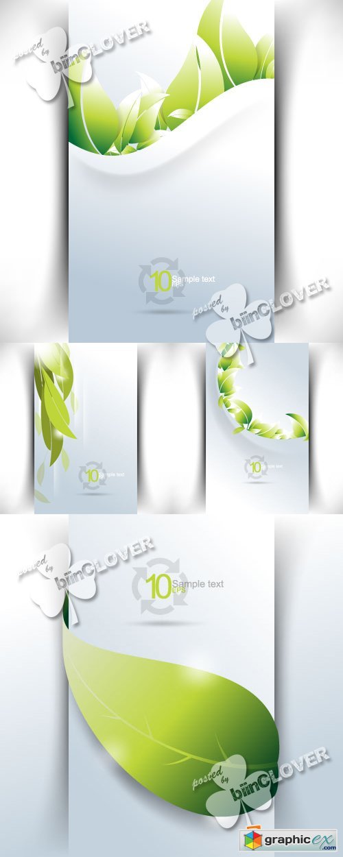 Vector Modern banners with green leaves 0362