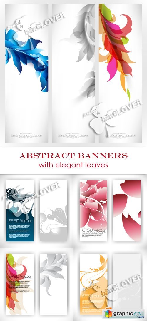 Vector Abstract banners with elegant leaves 0361