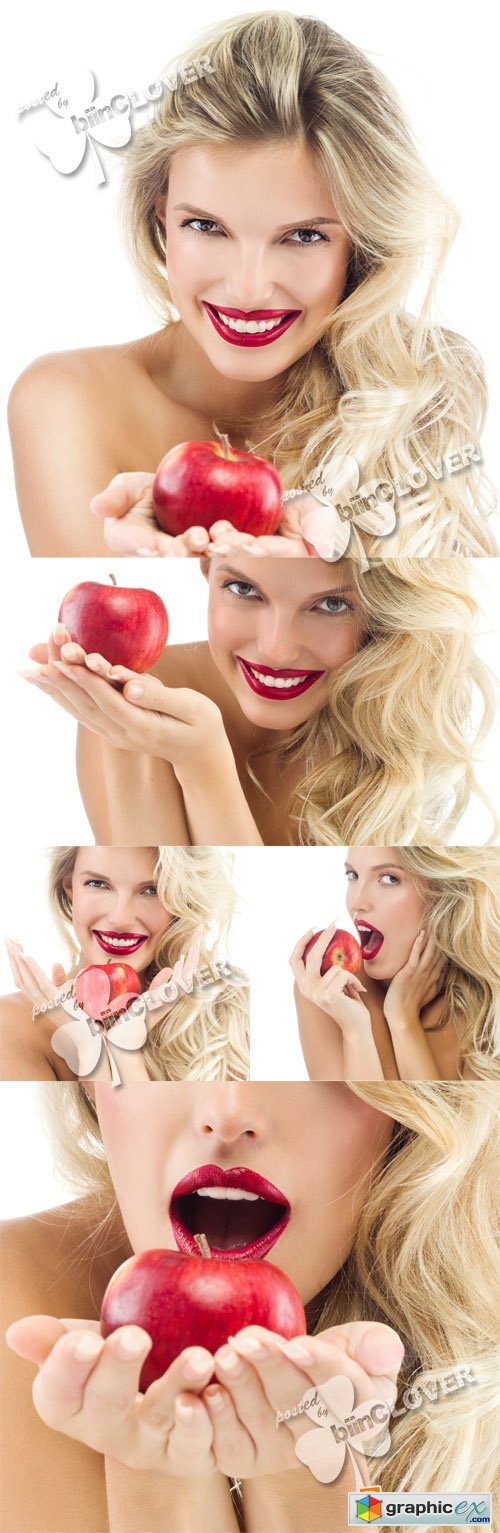 Woman with red apple 0360