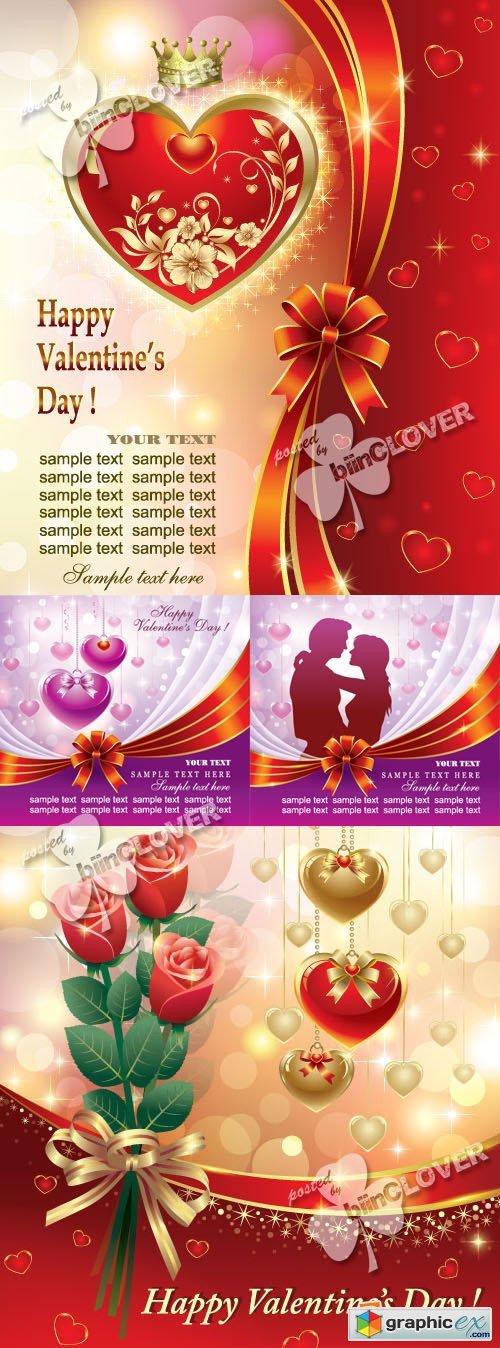 Vector Luxury Valentines Day cards 0357