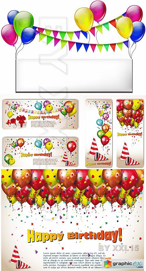 Vector Birthday banner with balloons