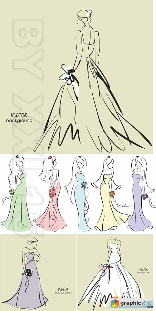 Vector Sketches of brides