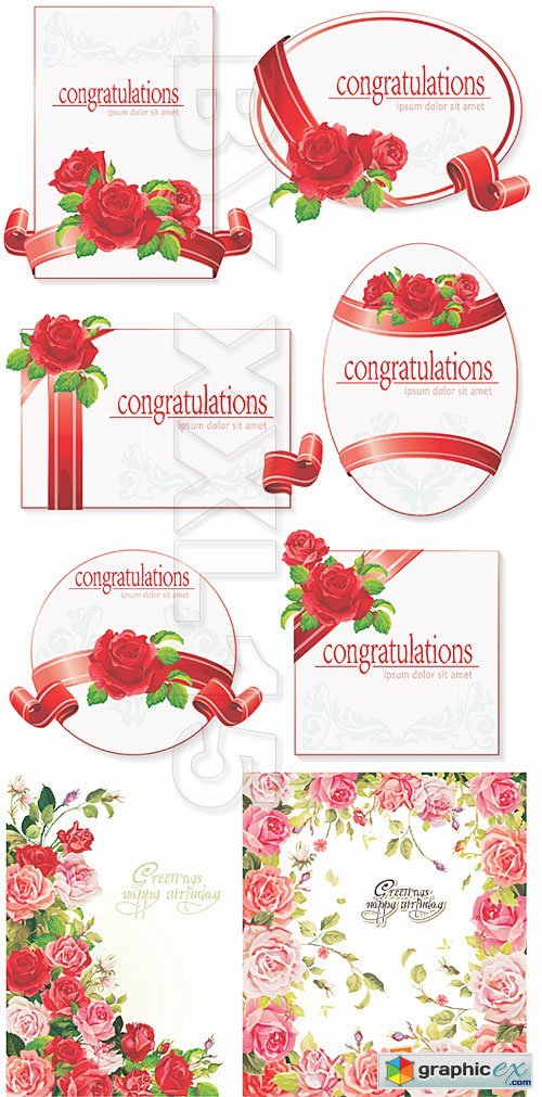 Vector Greeting cards with roses