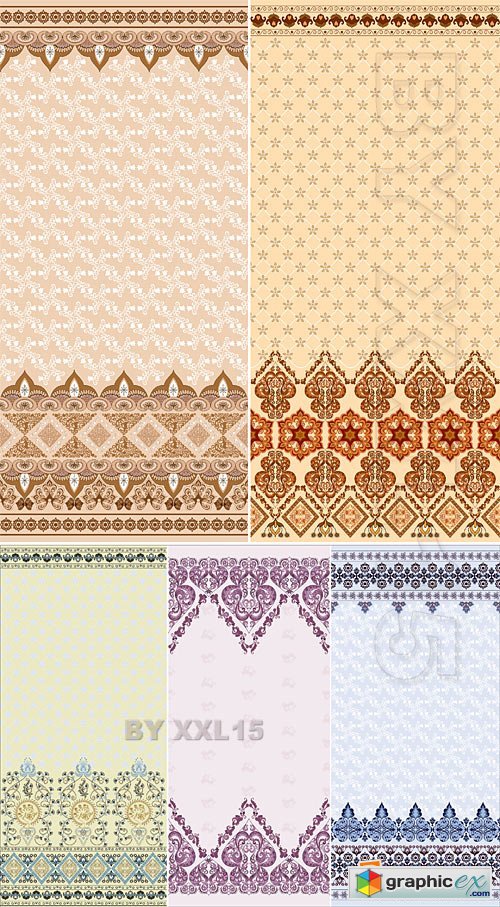 Vector Ethnic patterns with wide bordure