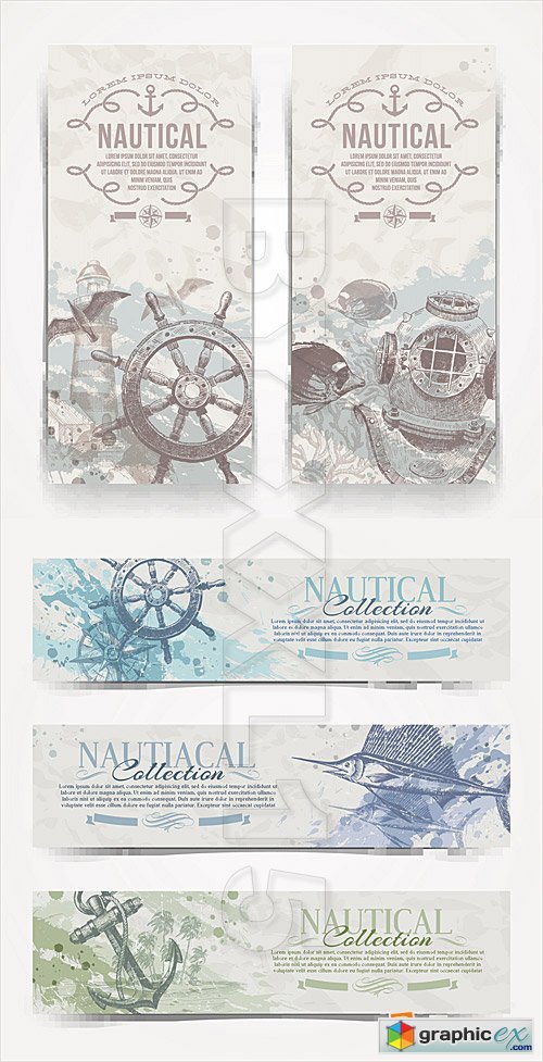 Vector Nautical vintage banners