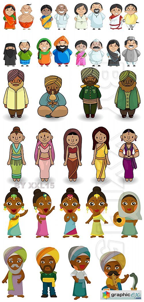 Vector Cartoon indian people icons » Free Download Vector Stock Image