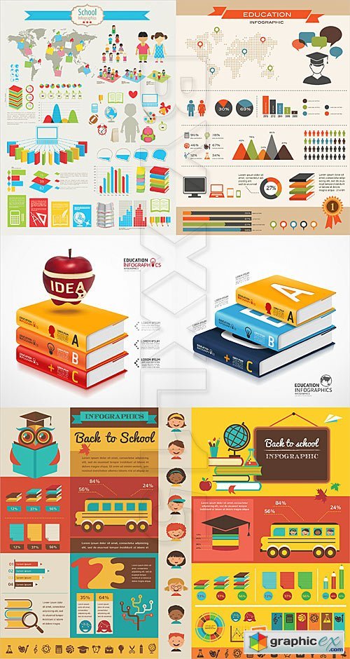 Vector School and education infographics