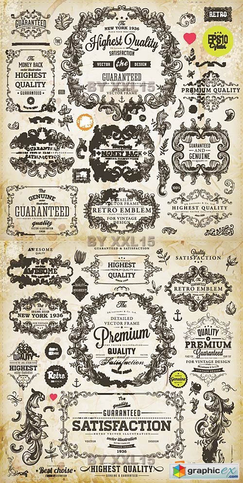 Vector Calligraphic design elements and page decorations 3