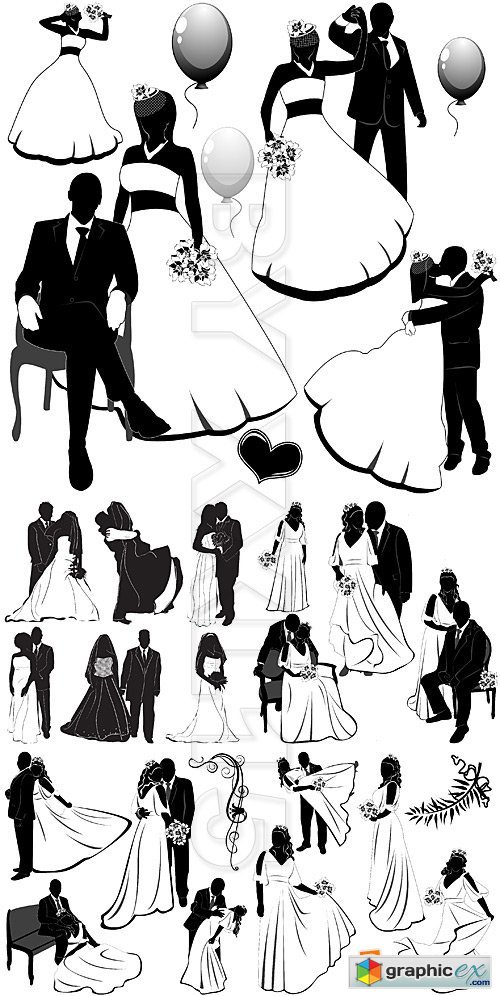 Vector Wedding silhouettes