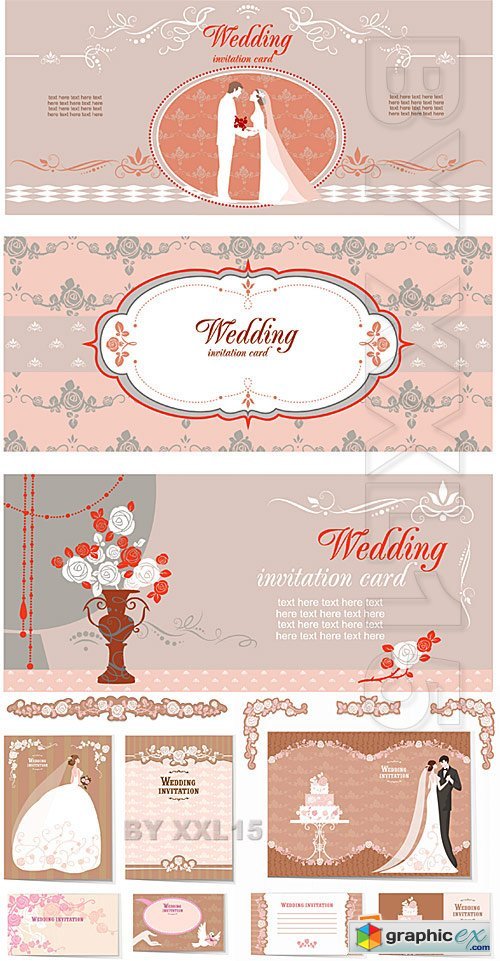 Vector Wedding invitation cards 3