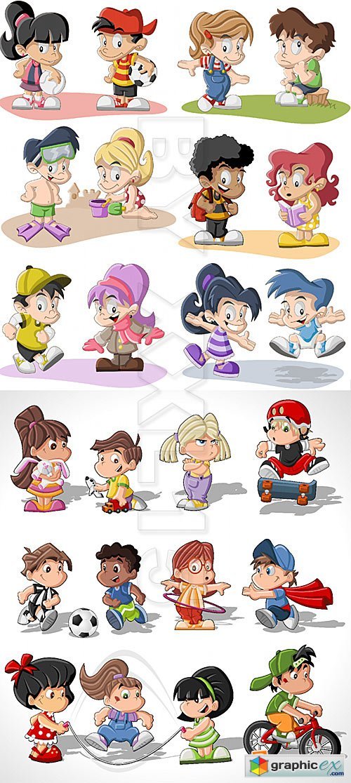 Vector Cartoon children playing