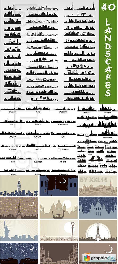Vector Silhouettes of cities