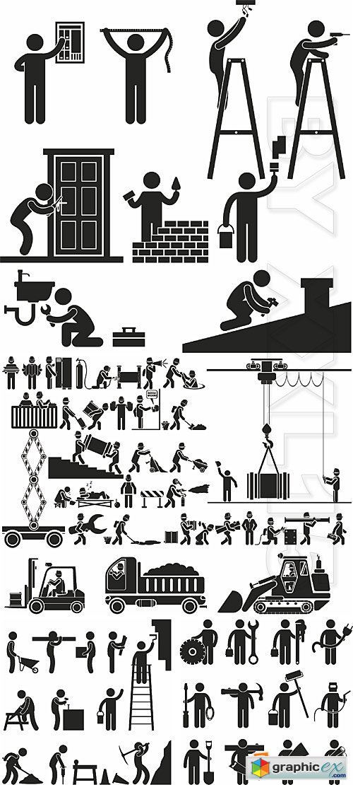 Vector People figures pictograms 5 - Construction and repair