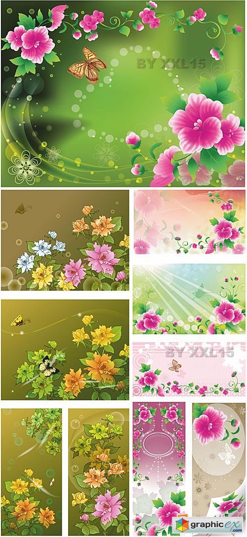 Vector Summer backgrounds with flowers
