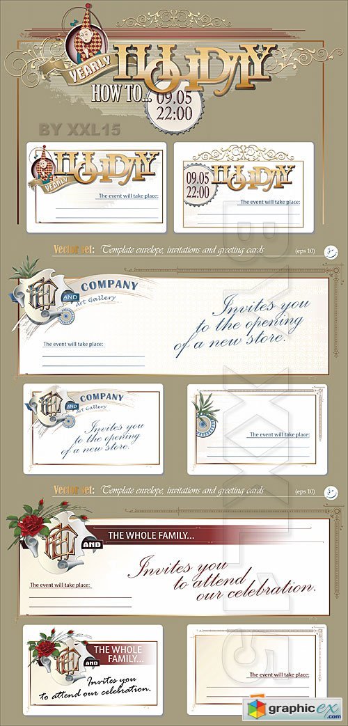 Vector Template invitations and greeting cards