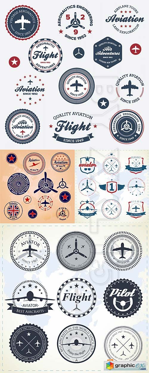 Vector Aviation badges and labels
