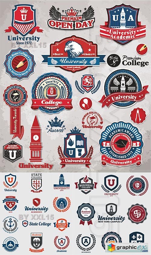 Vector College and university labels