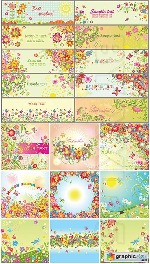 Vector Summer floral cards
