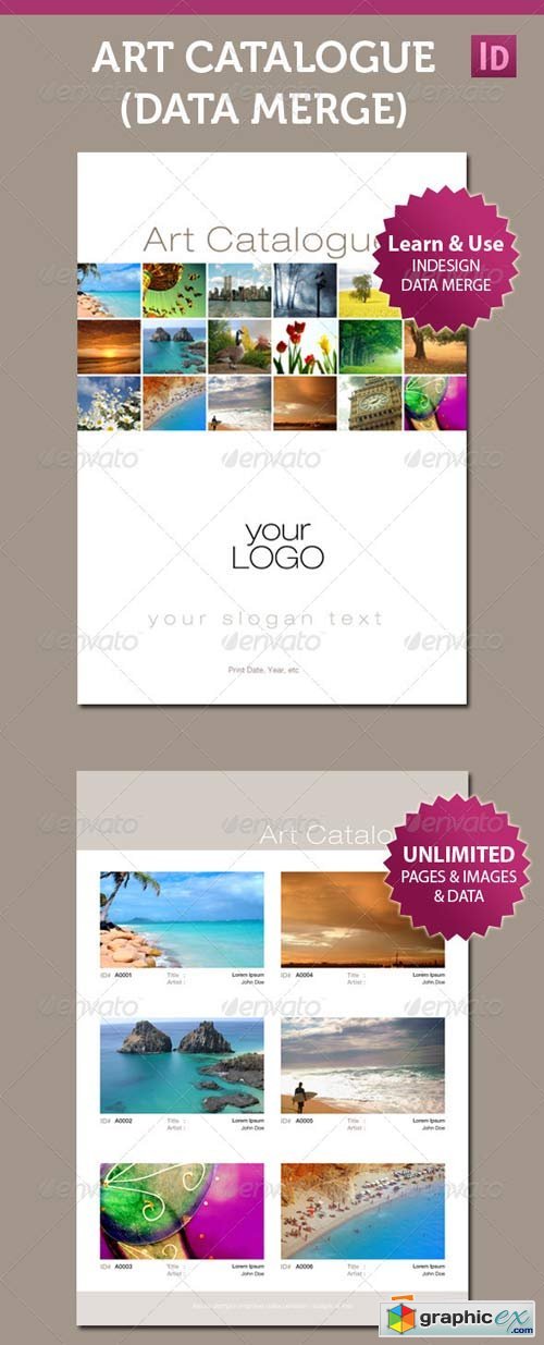 Art Catalogue Template For InDesign Data Merge Template