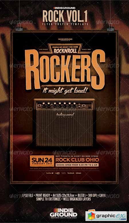 Rock Flyer/Poster » Free Download Vector Stock Image Photoshop Icon