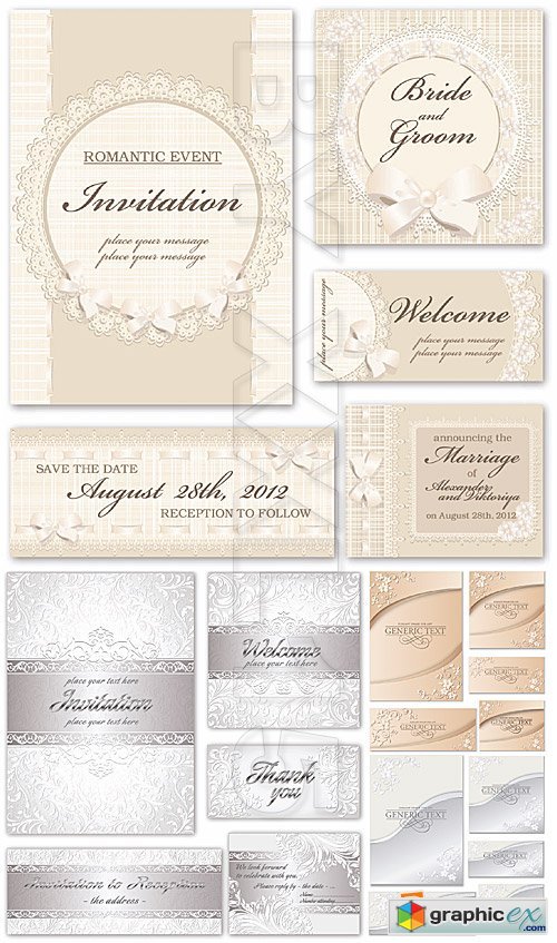 Vector Beige and silver invitations