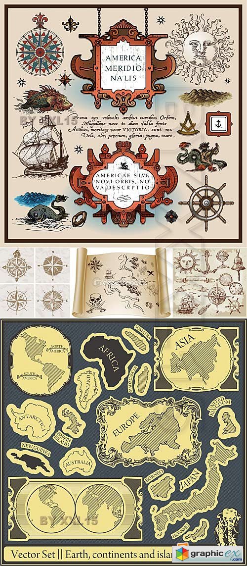 Vector Vintage map elements » Free Download Vector Stock Image