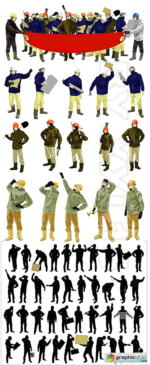 Vector Silhouettes of workers