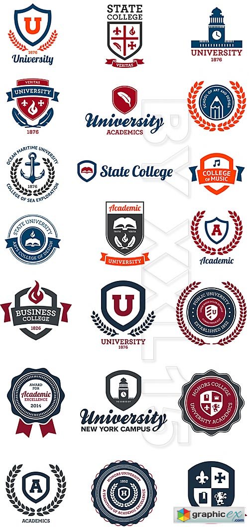 Vector University and college emblems