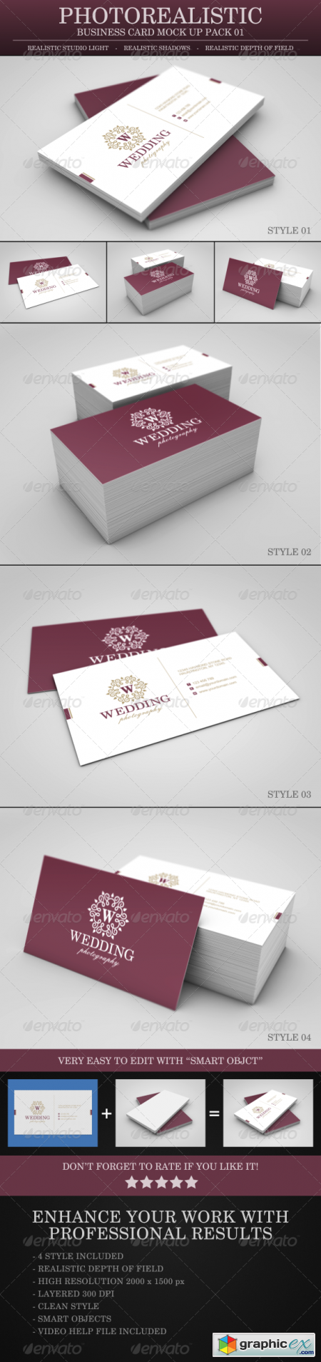 Photo Realistic Business Card Mock Up Pack - 01 3742572