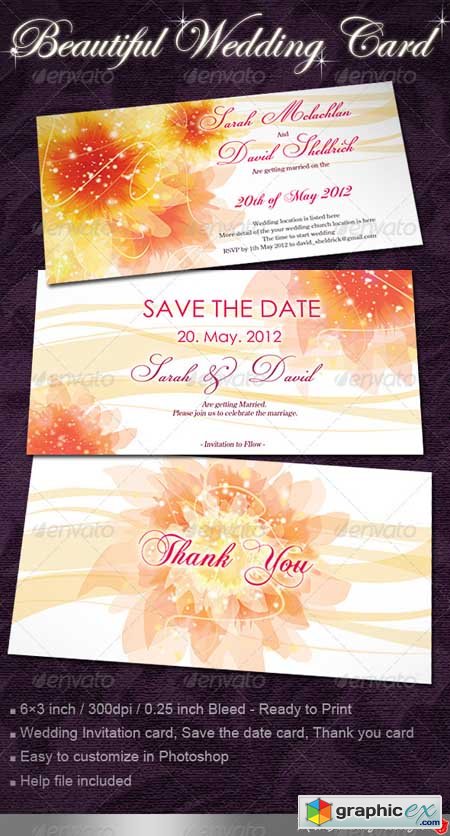 Wedding Invitation Cards with Flowers 1564993