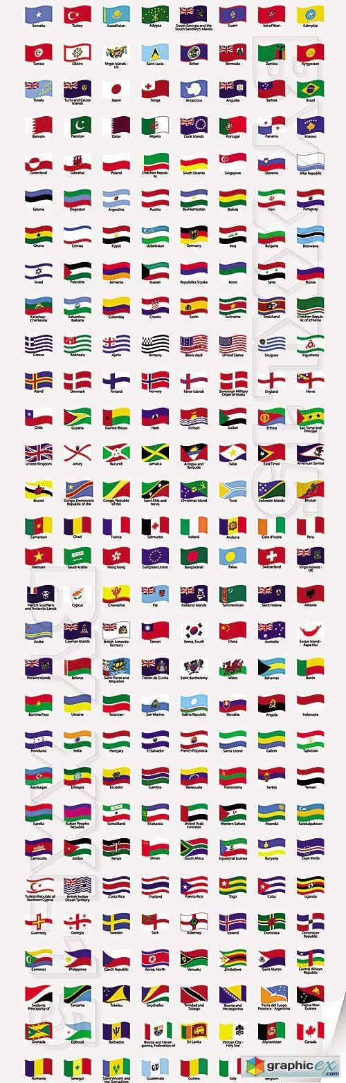 Vector Wavy world flags